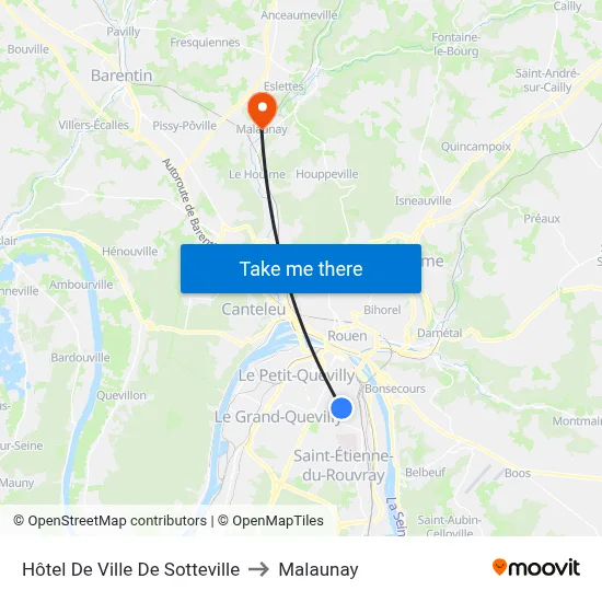 Hôtel De Ville De Sotteville to Malaunay map