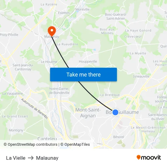 La Vielle to Malaunay map