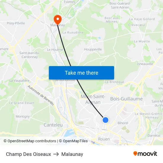 Champ Des Oiseaux to Malaunay map