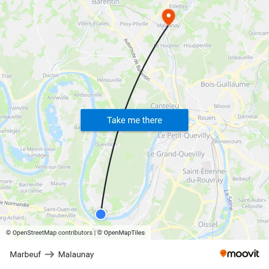 Marbeuf to Malaunay map