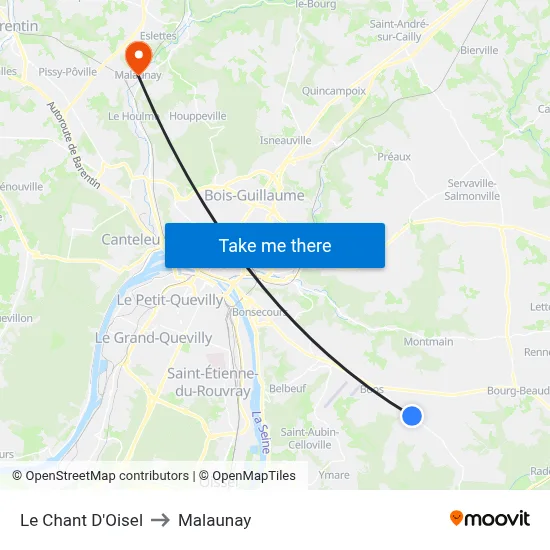 Le Chant D'Oisel to Malaunay map