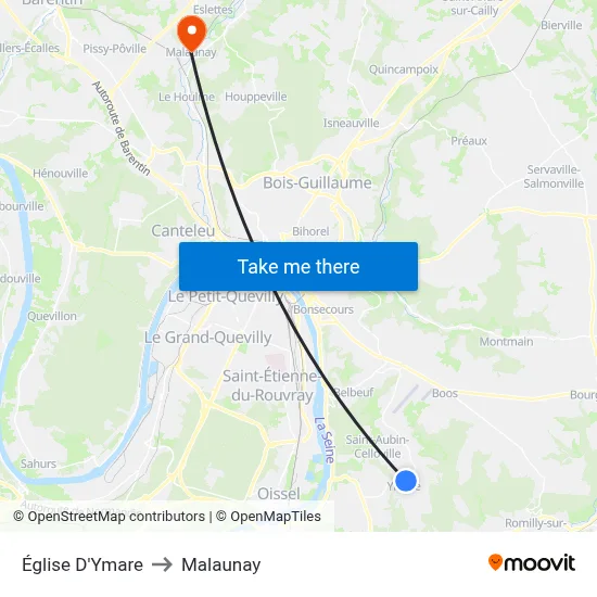 Église D'Ymare to Malaunay map