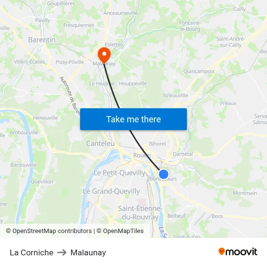 La Corniche to Malaunay map