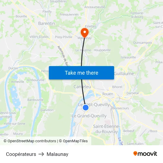 Coopérateurs to Malaunay map