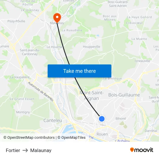Fortier to Malaunay map