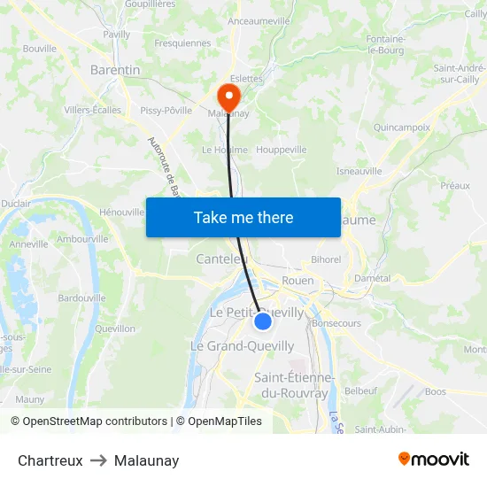 Chartreux to Malaunay map