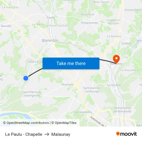 Le Paulu - Chapelle to Malaunay map