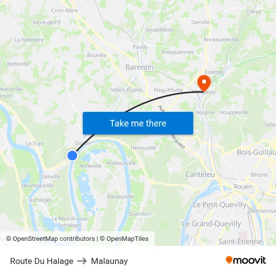 Route Du Halage to Malaunay map