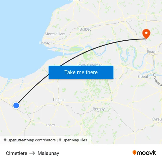 Cimetiere to Malaunay map