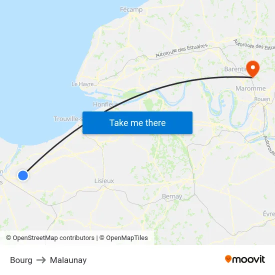 Bourg to Malaunay map