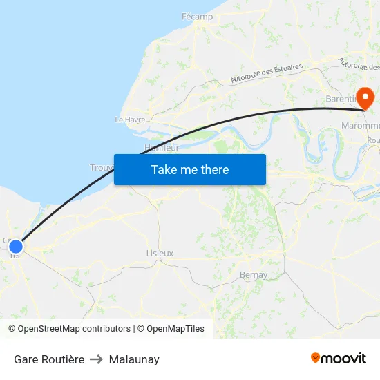 Gare Routière to Malaunay map