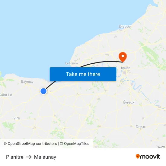 Planitre to Malaunay map
