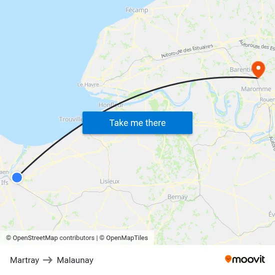 Martray to Malaunay map