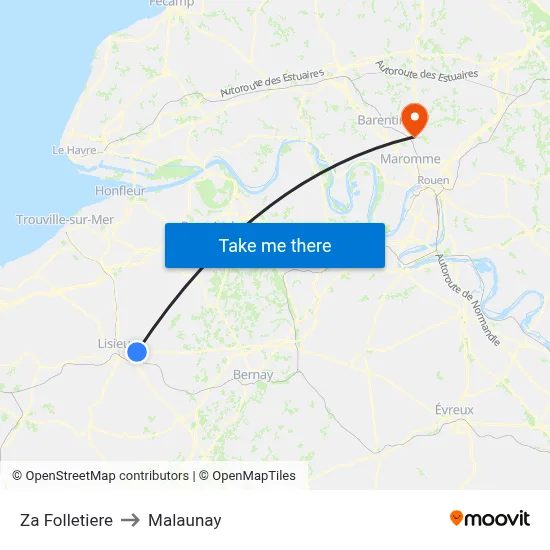 Lisieux: Za Folletiere to Malaunay map