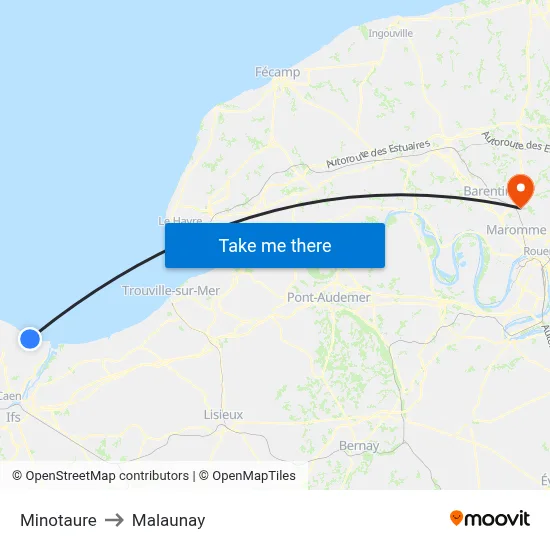 Minotaure to Malaunay map