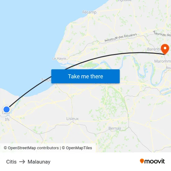 Citis to Malaunay map