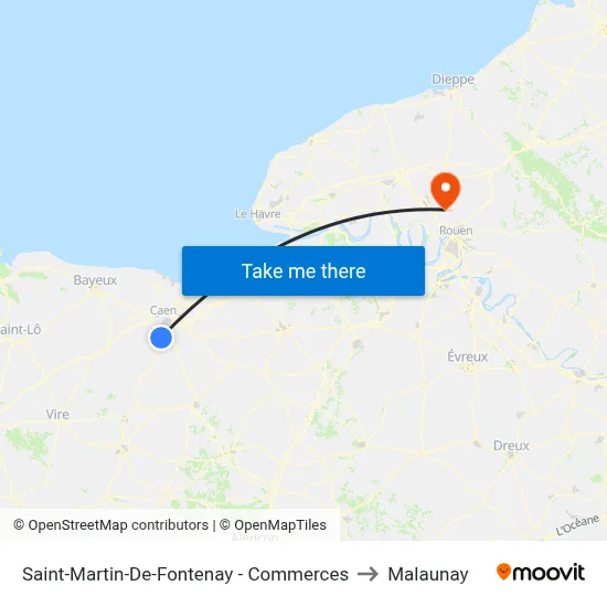 Saint-Martin-De-Fontenay - Commerces to Malaunay map