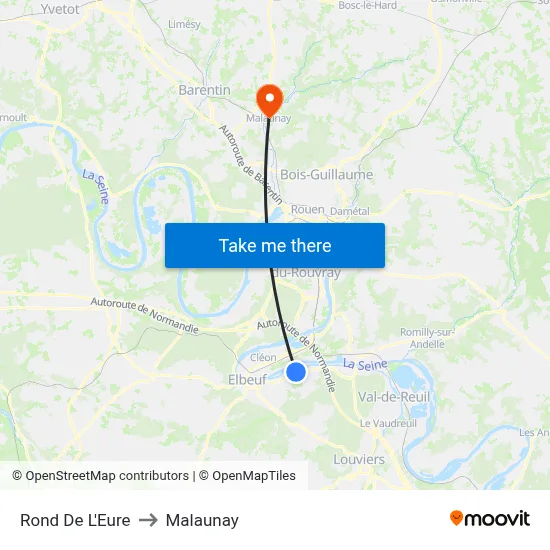 Rond De L'Eure to Malaunay map