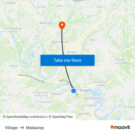 Village to Malaunay map