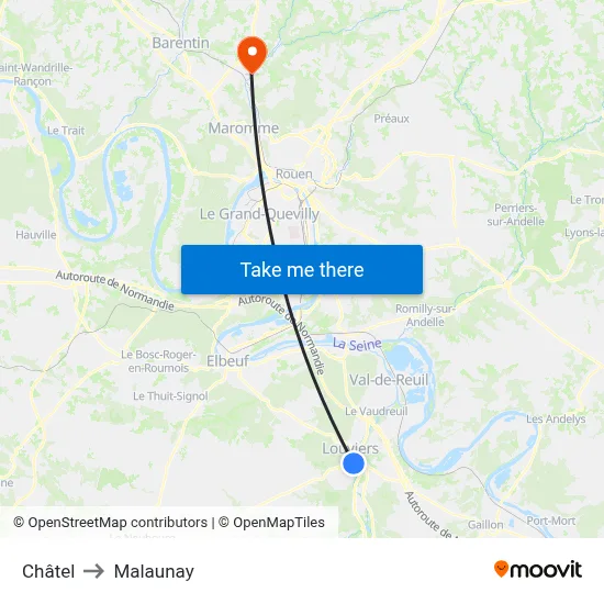 Châtel to Malaunay map