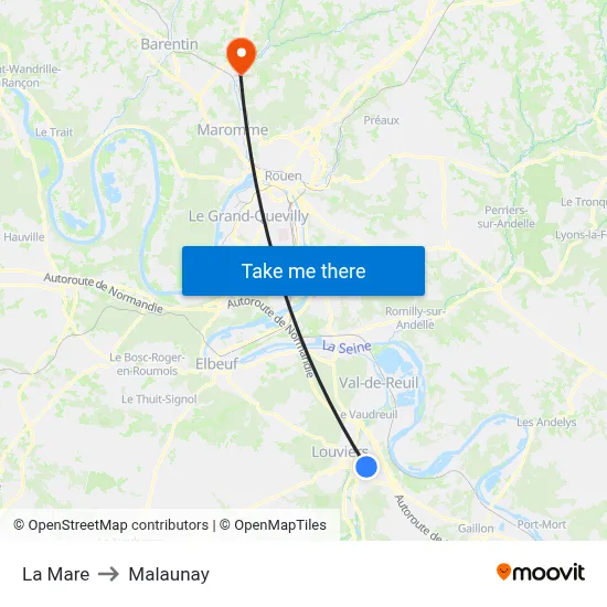 La Mare to Malaunay map