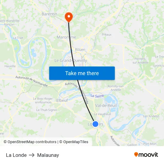 La Londe to Malaunay map