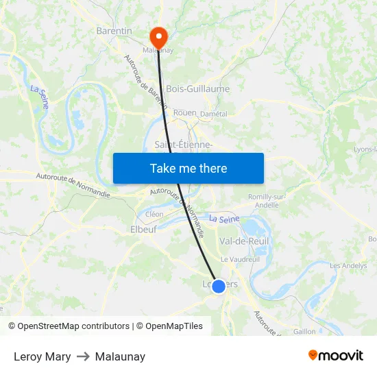 Leroy Mary to Malaunay map
