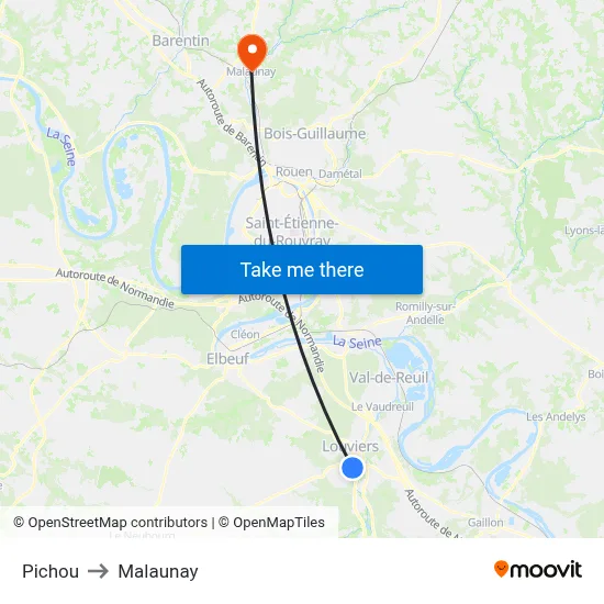Pichou to Malaunay map