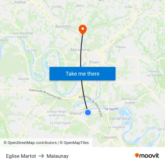 Eglise Martot to Malaunay map