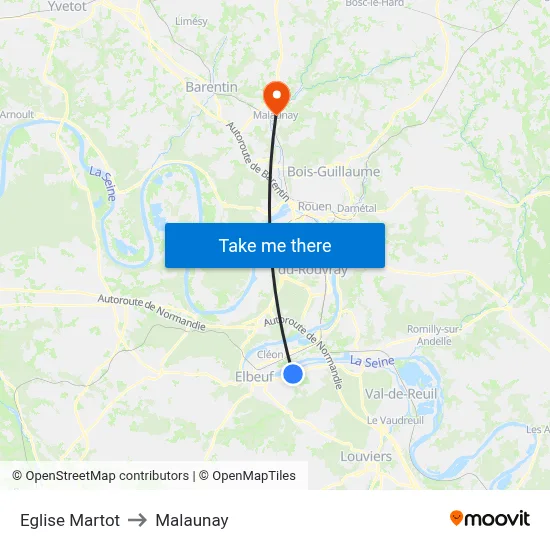 Eglise Martot to Malaunay map