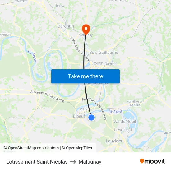 Lotissement Saint Nicolas to Malaunay map