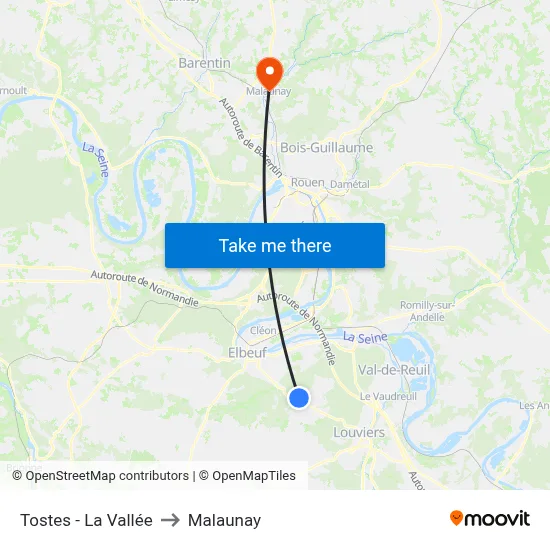 Tostes - La Vallée to Malaunay map