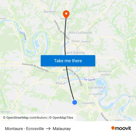 Montaure - Ecrosville to Malaunay map