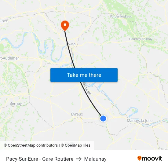 Pacy-Sur-Eure - Gare Routiere to Malaunay map