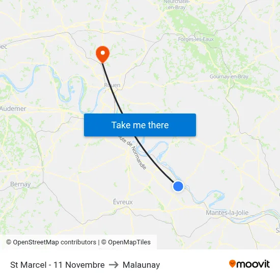 St Marcel - 11 Novembre to Malaunay map