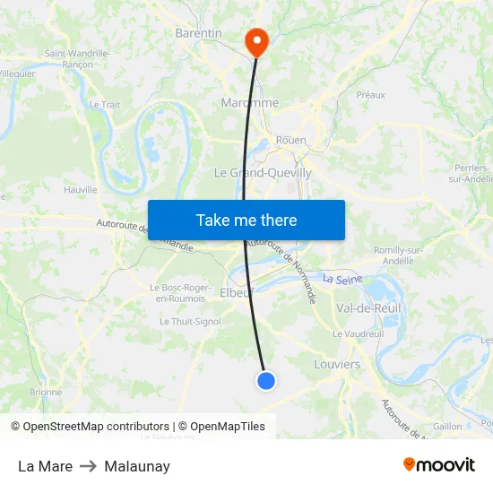 La Mare to Malaunay map