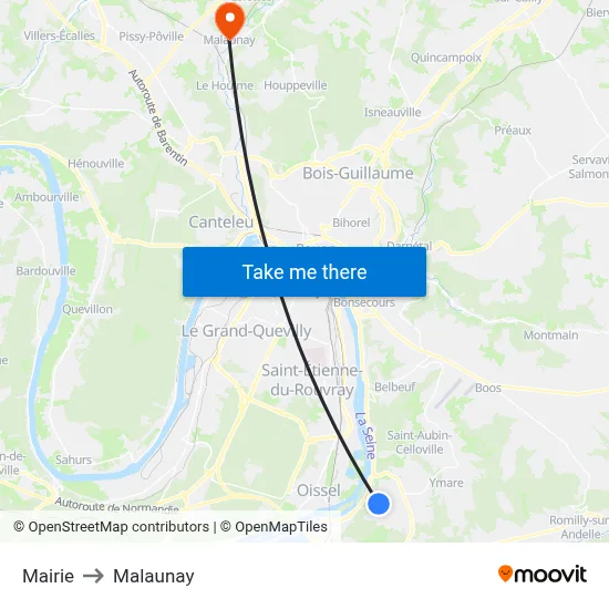 Mairie to Malaunay map