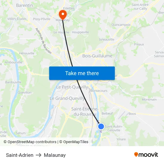 Saint-Adrien to Malaunay map