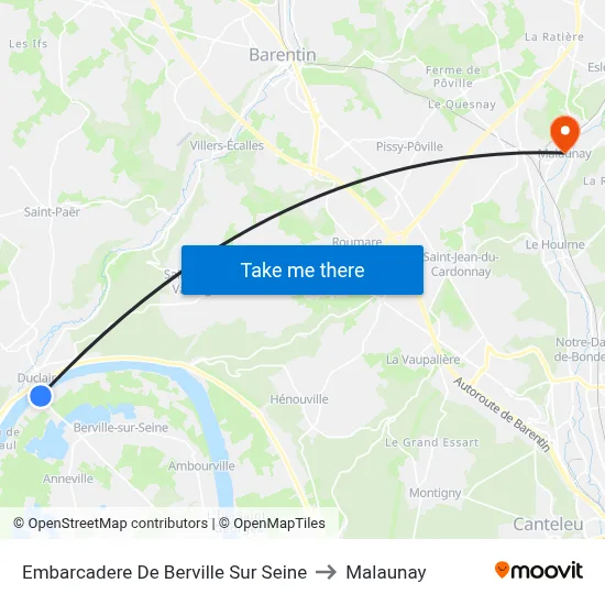 Embarcadere De Berville Sur Seine to Malaunay map