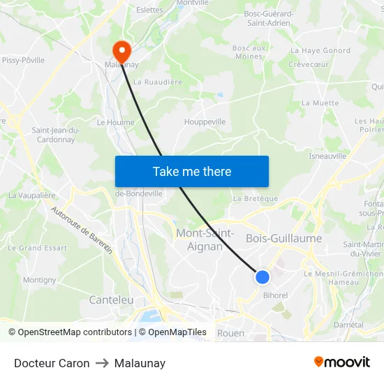 Docteur Caron to Malaunay map
