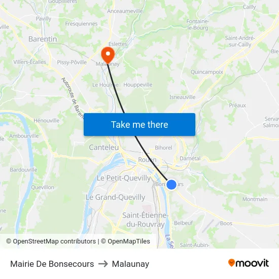 Mairie De Bonsecours to Malaunay map