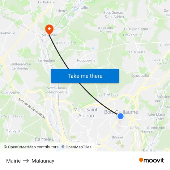Mairie to Malaunay map