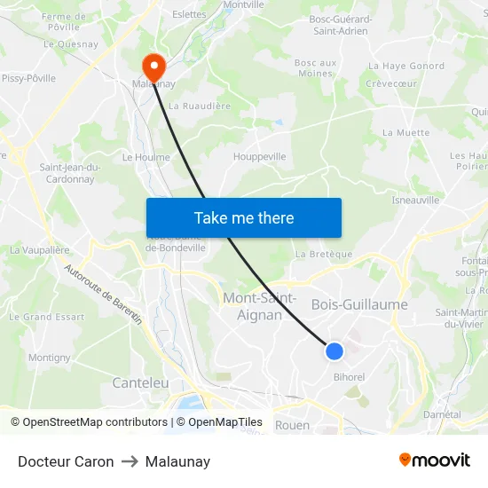 Docteur Caron to Malaunay map