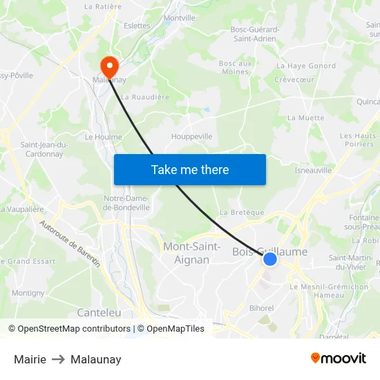 Mairie to Malaunay map