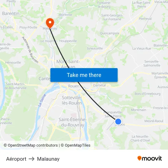 Aéroport to Malaunay map