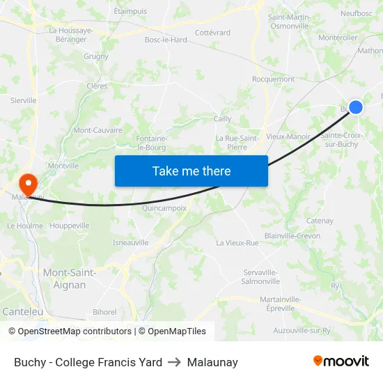 Buchy - College Francis Yard to Malaunay map