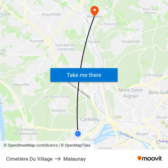 Cimetière Du Village to Malaunay map