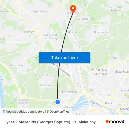 Lycée Hôtelier Ids (Georges Baptiste) to Malaunay map