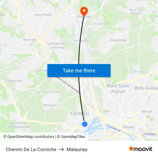 Chemin De La Corniche to Malaunay map