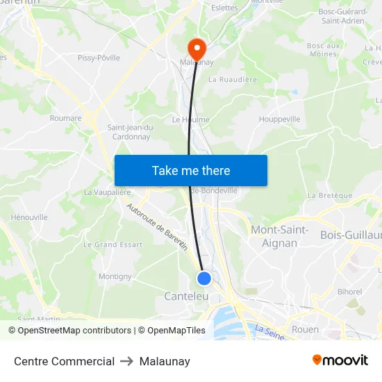 Centre Commercial to Malaunay map